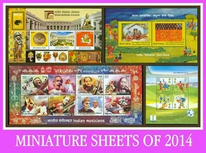India 2014 Completo Año Completo Hojas Miniatura Deportes FIFA Fútbol Música Budismo - Imagen 1 de 5