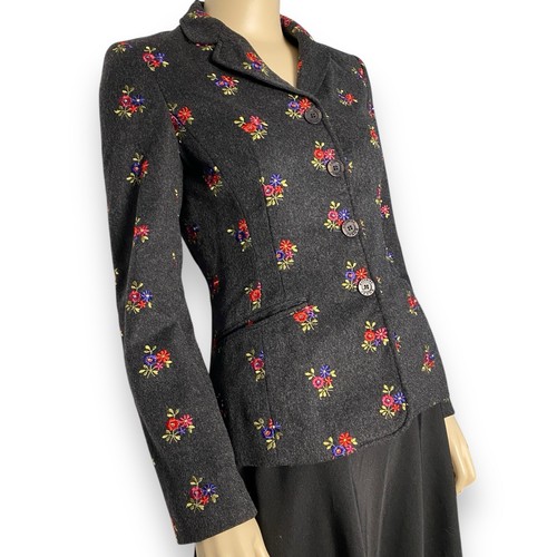 Giacca blazer donna Moschino vintage anni 90 lana ricamata fiori taglia 42 S M