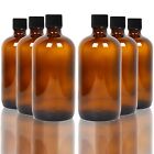 6 Pack 8 Ounce Empty Glass Bottles with Lids, Amber Glass Growlers 8 Ounce wi...