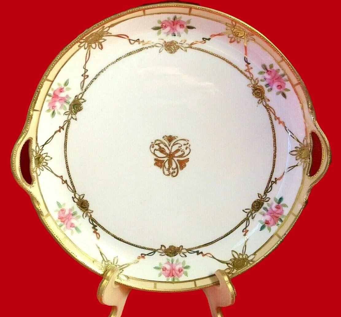 戦前 昭和初期頃 二明商会 プレート5枚 ハンドペイント 未使用 上絵付