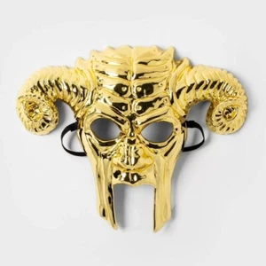 Adult Metallic Gold Ram Mask Halloween Costume Accessory - One Size #6559 - Picture 1 of 5