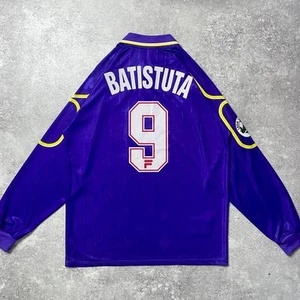 Camiseta Batistuta #9 Fiorentina 1997-98 Home Manga Larga Hecha en Italia Talla L Envío gratuito - Imagen 1 de 10