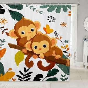 Affe Badevorhang für Kinder Jungen Mädchen Zoo Tier Badezimmer Accessoires 72"x8... - Bild 1 von 6