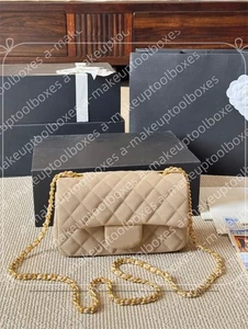 Damen Wildleder Rautengitter gesteppt mit Kette Schulter Doppelklappe Tasche B42 - Bild 1 von 16