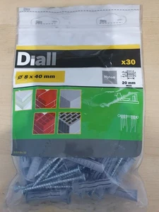 Diall 8mm x 40mm Gris Enchufes de Pared y Tornillos 5mm Multiusos Paquete de 30 Nuevos - Imagen 1 de 5