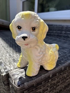Kitsch Poodle Planter / Container Yellow White Ceramic - Picture 1 of 7