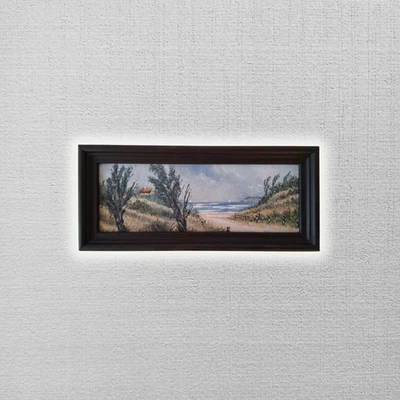 KLEINES ORIGINAL Ölgemälde auf Karton | Strand/Küste/Meer | 17x7 cm | Signiert - Bild 1 von 4