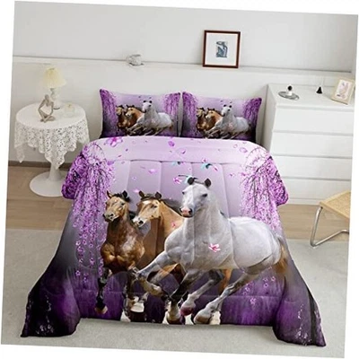 Juego de cama tamaño caballo para niñas niños, ramas de flor de cerezo caballo completo 3 Foto 1 de 4