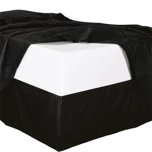 Queen Size 300TC Cotton Striped Pleated Tailored Bed Skirt with Split Corners - Picture 1 of 15
