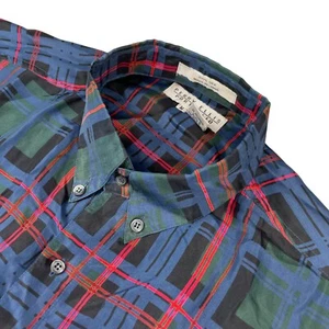 Perry Ellis Men’s 100% Silk L/S Button Shirt Blue/Green/Red/Black Plaid • Medium - Picture 1 of 6
