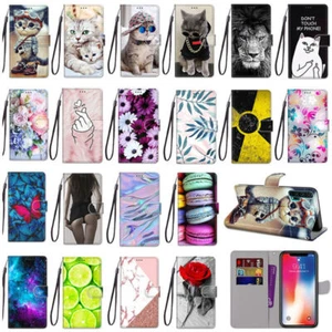 Cat Flower Marble Wallet Phone Case For Motorola G10 Alcatel Nokia G60 LG Asus - Picture 1 of 25