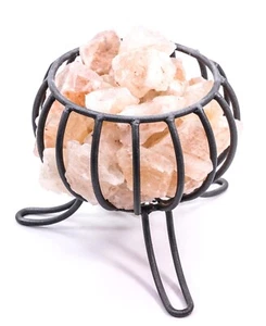 Große Salzkristall Tischlampe mit Licht Feuerkorb Salzlampe Lampe Licht Sauna - Bild 1 von 2