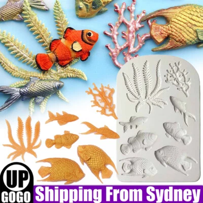 Sea Fish Coral Silicone Fondant Cake Decorating Mold Sugarcraft Icing Mould Tool - image 1 of 4