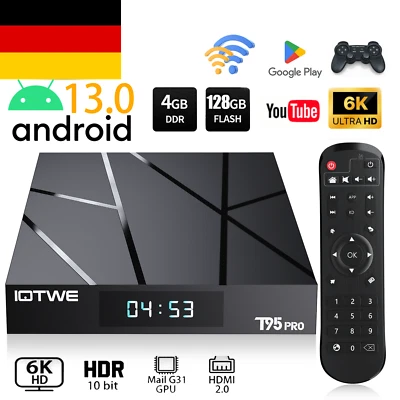 Android 13.0 Smart TV BOX 128GB 4GB 6K HDMI WIFI Netzwerk Media Player Quad Core - Bild 1 von 4