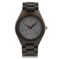 Wooden Watch Men's Crystal Dial Quartz Minimalist Analog Watch Birthday Gifts