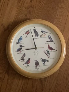 Orologio da parete 14" AUDUBON Bird Call Robin Bluebird Cardinal SOUND CLOCK RARO ❤️tb - Foto 1 di 6