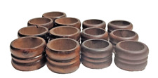13 Wooden Napkin Rings, Vintage 3 Rings of wood on each Napkin Ring