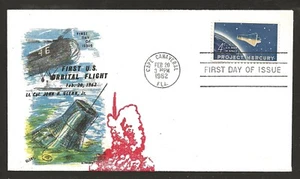 Cubierta de cohete espacial estadounidense 1962 - Project Mercury FDC, Glenn, Cabo Cañaveral - Imagen 1 de 2
