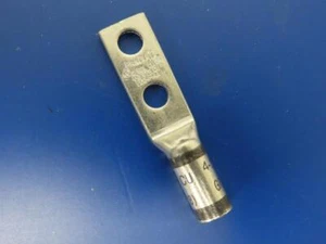 Panduit LCD4-14A, 2-hole, std barrel lug, 4-3AWG STR, #2 AWG SOL wire, 1/4 hole - Picture 1 of 2