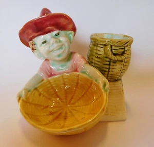 Antigua Mayólica Figura Match Striker, #7285 Azul Impish Boy con Cestas - Imagen 1 de 11
