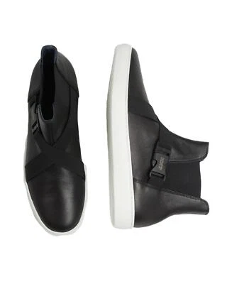 KNT Kiton $1,660 Cuero Negro Hebilla Parte Superior Alta Tenis Zapatos (10.5 UK) 11.5 US Foto 1 de 4