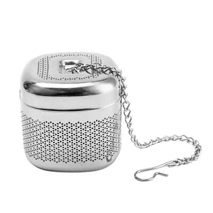 Stainless Steel Tea Infuser Square Strainer Fine Mesh Tea Ball with Chain Hook - Picture 1 of 9