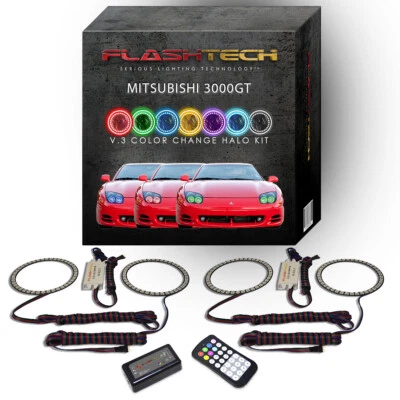 Kit de halo LED ojo de ángel RGB con control remoto RF para faros 94-98 Mitsubishi 3000GT Foto 1 de 4