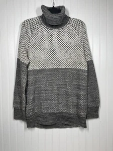 Prana Abelle Pullover Tunika Rollkragen Strick Grau Weiß M - Bild 1 von 3