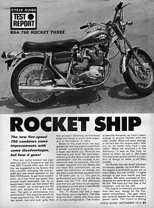 1971 BSA 750 Rocket Three Motorrad - original 4-seitiger Straßenprüfartikel - Bild 1 von 2