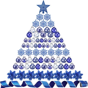 74 Pcs Christmas Ball Ornaments Set Plastic Shatterproof Christmas Tree Decorati - Picture 1 of 12