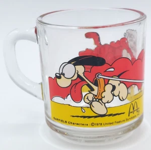 1978 McDonalds Garfield The Cat and Odie Clear Glass Coffee Tea Cup Mug Vintage - Picture 1 of 6