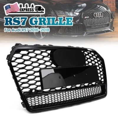 RS7 Style Front Honeycomb Mesh Grill Grille For Audi A7 S7 2016-2018 - Image 1 of 4
