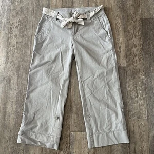 NEW North Face HAMMERLAND CAPRI Sz 6 Beige Low Rise Roll Cuff Capri Pants 31x24 - Picture 1 of 12