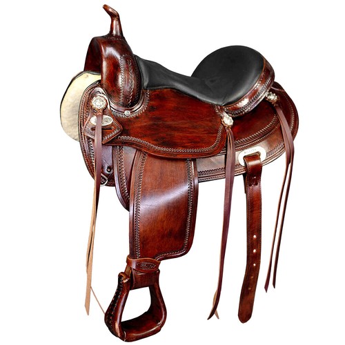 87HS 16 In HILASON Western Horse Saddle American Leather Flex Tree Trail &