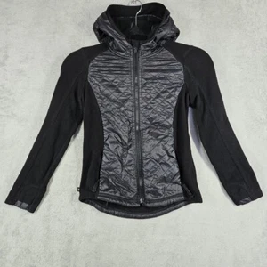 Athleta Girl Kid's Warm Fuzzy Jacket Puffer Coat Reversible in Black Sz S/7 EUC - Picture 1 of 16