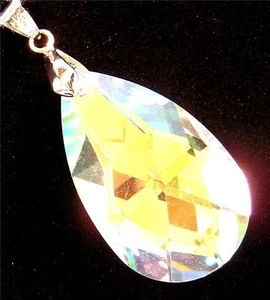 PENDANT/NECKLACE GP Glass Crystal AB IRIDESCENT SPARKLER - Picture 1 of 1