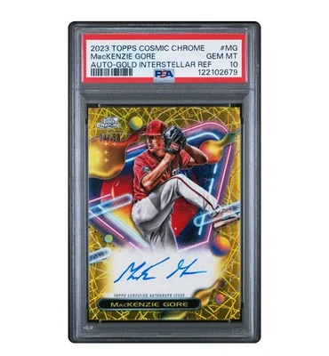 2023 Topps Cosmic Chrome MacKenzie Gore Auto Gold Interstellar PSA 10 - Image 1 of 2