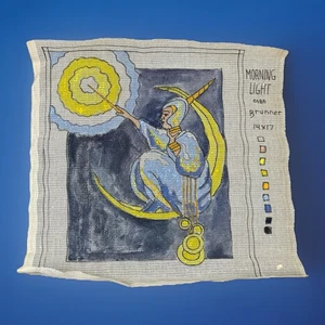 Hand Painted Needlepoint Canvas Unicorn Wizard Crescent Moon “Morning Light” VTG - Picture 1 of 10