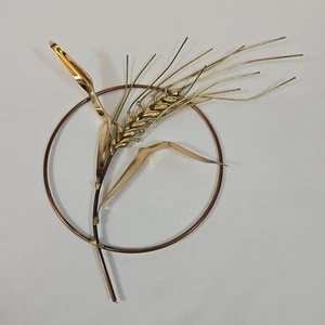 Vintage Messing & Kupfer Weizen Wandbehang Mid Century Modern 10" - Bild 1 von 10