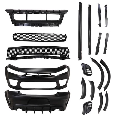 Fit For 2015-2023 Dodge Charger Hellcat Style Widebody Kit Front & Rear Bumper Foto 1 de 4