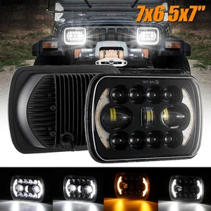 Pair5x7" 7X6" LED Headlight DRL Turn Signal Headlamp For Mazda B2200 B2600 RX-7 - Picture 1 of 12