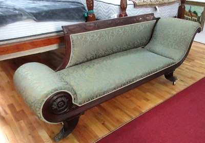 V. RARO 88" AMERICAN FEDERAL RECAMIER POSIBLEMENTE DUNCAN PHYFE, CLÁSICO ANTIGUO Foto 1 de 4