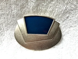 Vintage Anstecknadel/Brosche Monet Silber Metall Blau Emaille 2 3/8" x 1 3/4" - Bild 1 von 2