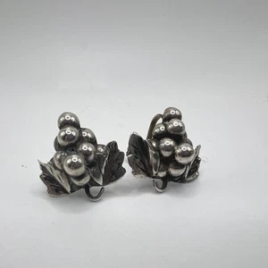 Pendientes vintage de plata de ley 925 con racimo de uva firmados Taxco - Imagen 1 de 6