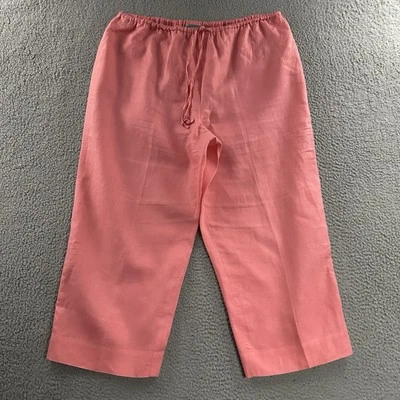Pantalones de mujer Sutton Studio for Bloomingdales rosa talla XL tiro alto lino corto Foto 1 de 4