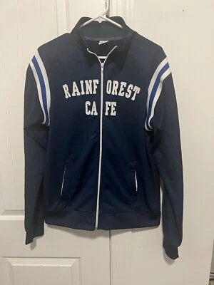 Chaqueta estilo letra delantera azul marino rara vintage 1994 para hombre Rainforest Café muy buena condición Foto 1 de 4