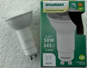 3 x 4.2W GU10 Long Neck LED bulb SYLVANIA 74mm x 50mm spot light - Picture 1 of 4