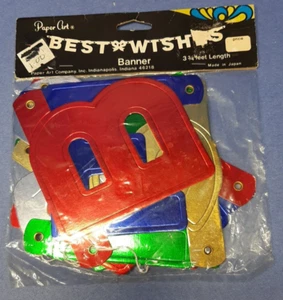 Best Wishes Banner 1970s 1980s Paper Art Company Retirement Moving Party NEW - Picture 1 of 6