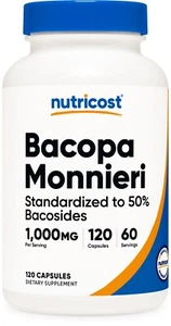 Nutricost Bacopa Monnieri 1.000mg, 120 Capsule (60 Porzioni) - Foto 1 di 5