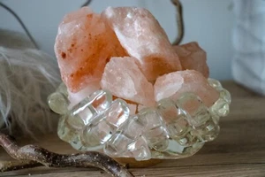 Lampada moderna di Sale Rosa dell' Himalaya e Resina Epossidica FATTA A MANO! - Imagen 1 de 6
